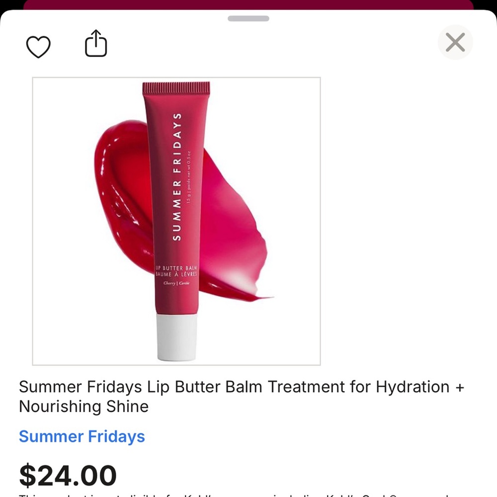 Summer Fridays Lip Butter Balm - Vibrant Cherry